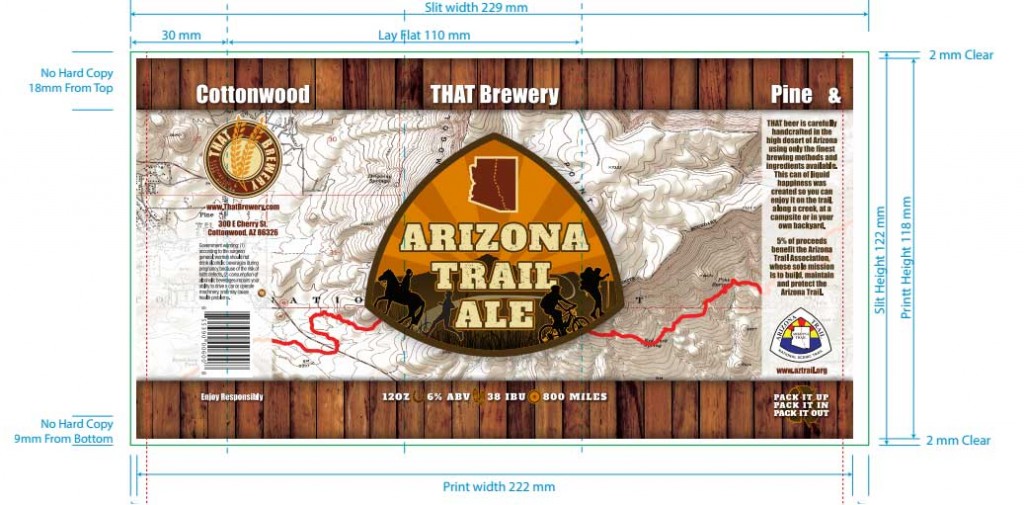 Graphic detail of the label design for the cans that will carry THAT Arizona Trail Ale