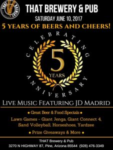 5 Years of Beers & Cheers! Anniversary Celebration at THAT Brewery & Pub @ THAT Brewery & Pub in Pine | Pine | Arizona | United States